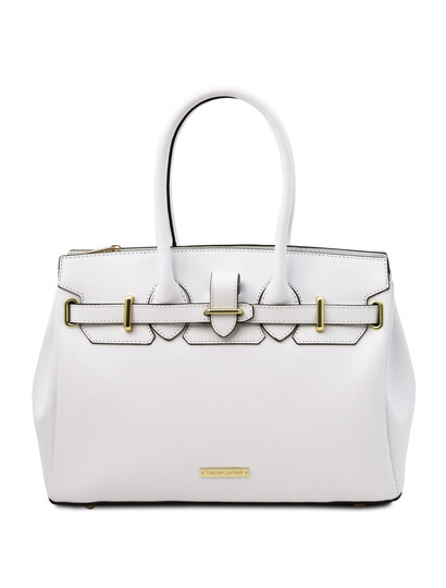 Geanta dama piele naturala, Tuscany Leather, TL Bag alba