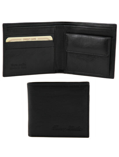 Portofel barbati din piele TL, cu buzunar monede, negruS