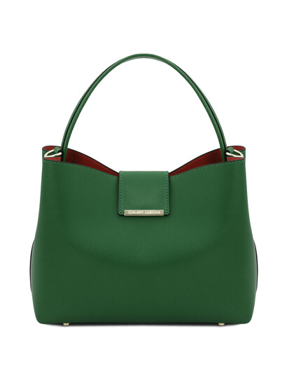 Geanta dama din piele saffiano verde, Tuscany Leather, Clio