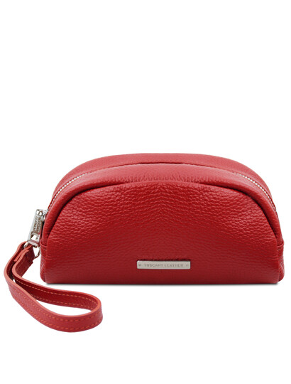Geanta cosmetica din piele, rosu aprins TL Bag Soft