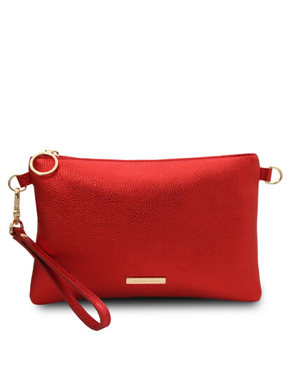 Plic dama din piele rosu aprins, Tuscany Leather, Metalic