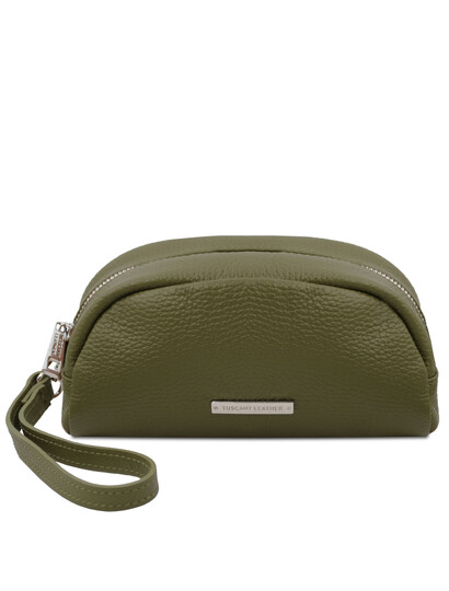 Geanta cosmetica piele verde inchis TL Bag Soft