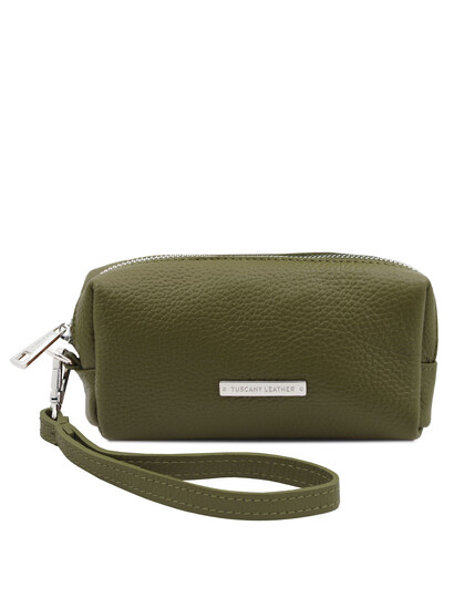 Portfard din piele verde inchis TL Bag Soft