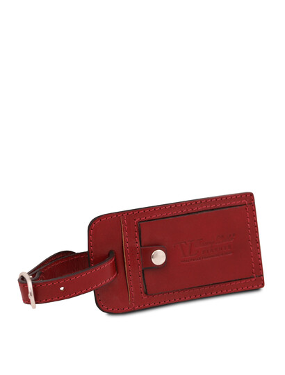 Eticheta bagaj din piele naturala rosie, Tuscany Leather