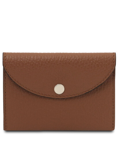 Portcard elegant din piele naturala coniac TL