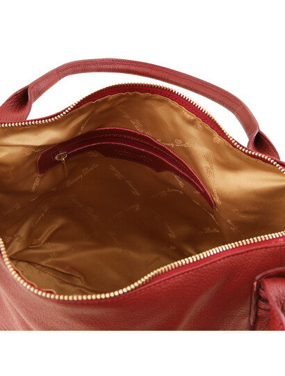 Geanta moderna din  piele naturala  Tuscany Leather, rosie