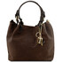 Geanta de umar shopper Tuscany Leather din piele printata maro inchis Keyluck