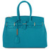 TL Bag Leather handbag with golden hardware Turquoise