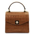 Atena Croc print leather handbag Cognac