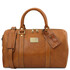 TL Voyager Travel leather duffle bag with pocket on the back side - Small size Natural