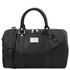 TL Voyager Travel leather duffle bag with pocket on the back side - Small size Black