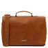 Mantova Leather multi compartment TL SMART briefcase with flap Natural