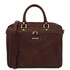 Pisa Leather laptop briefcase with front pocket Dark Brown