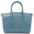 Layla Croc print leather duffle bag Light Blue