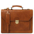 Cremona Leather briefcase 3 compartments Natural