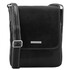 John Leather crossbody bag for men with front zip Black