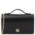 Opera Leather clutch with chain strap Black