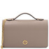 Opera Leather clutch with chain strap Light Taupe