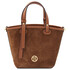 Glacette Suede leather bucket bag Cognac
