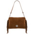 Nomade Suede leather fringe clutch Cognac