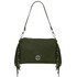 Nomade Suede leather fringe clutch Forest Green