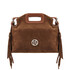 Nomade Suede leather fringe clutch Cognac