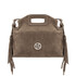 Nomade Suede leather fringe clutch Dark Taupe