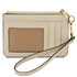 Leather card holder with handle Beige