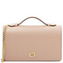 Opera Leather clutch with chain strap Nude