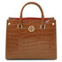Croque Croc print leather handbag Cognac