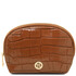 Vera Croc print leather toiletry case Cognac