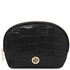 Vera Croc print leather toiletry case Black