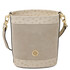 Ostrea Suede and ostrich-effect printed leather bucket bag Beige