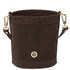 Ostrea Suede and ostrich-effect printed leather bucket bag Chocolate