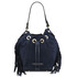 Nomade Suede leather fringe bucket bag Dark Blue