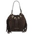 Nomade Suede leather fringe bucket bag Chocolate
