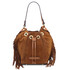 Nomade Suede leather fringe bucket bag Cognac