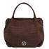 Nora Cocoon Suede leather handbag with croc print Chocolate