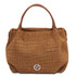 Nora Cocoon Suede leather handbag with croc print Cognac
