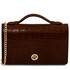 Opera Croque Croc print leather clutch with chain strap Coffee