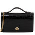 Opera Croque Croc print leather clutch with chain strap Black
