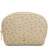 Vera Leather toiletry case in ostrich-print leather Beige