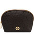 Vera Leather toiletry case in ostrich-print leather Chocolate