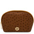 Vera Leather toiletry case in ostrich-print leather Cognac