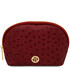 Vera Leather toiletry case in ostrich-print leather Red