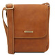 John Leather crossbody bag for men with front zip Natural