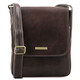 John Leather crossbody bag for men with front zip Dark Brown