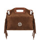 Nomade Suede leather fringe clutch Cognac