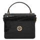 Croque Croc print leather handbag Black