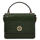 Croque Croc print leather handbag Forest Green